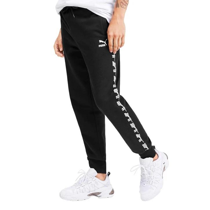 Puma Slim Fit Jogginghose mit Seitenstreifen Herrenhosen Schwarz 595885-01