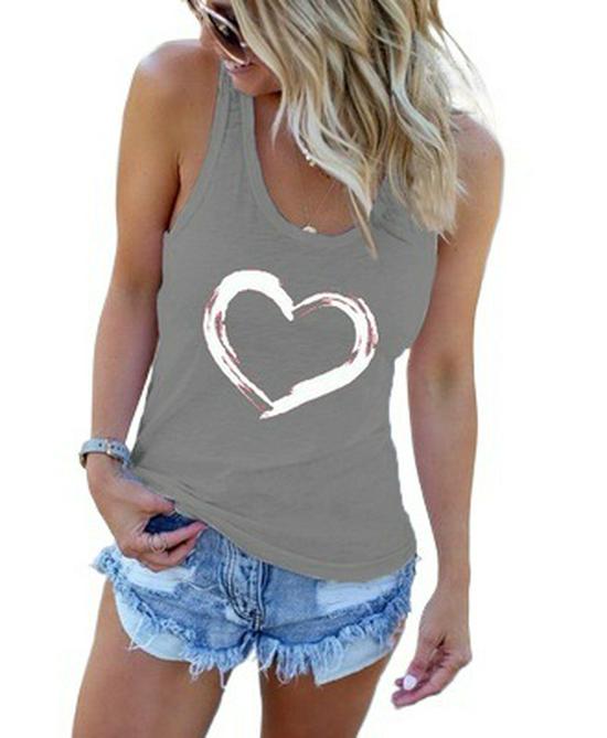 Women's Summer Heart Print Spaghetti Strap Vest