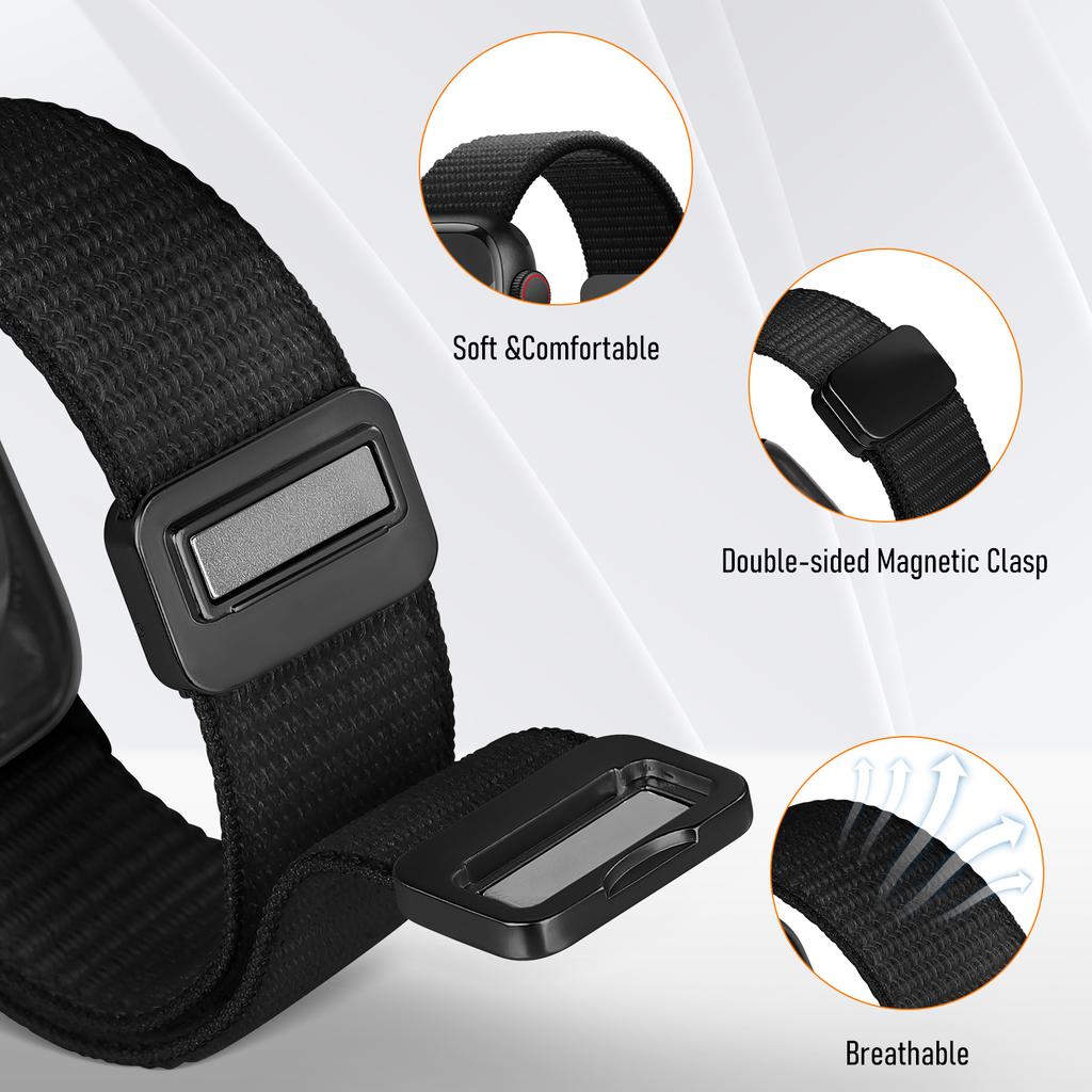 Magnetic Strap for Apple Watch Band 46mm 40mm 45mm 44mm 41mm 38mm 42mm Nylon Bracelet iWatch Series 10 SE 9 8 7 6 5 Ultra 2 49mm