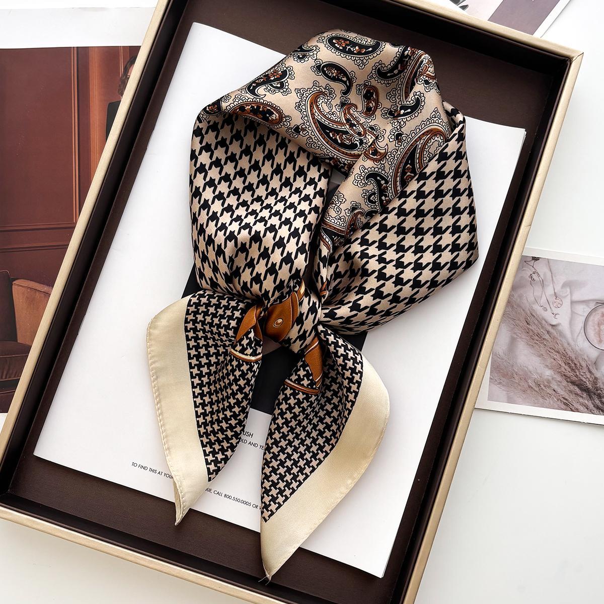 

Luxury Print Square Scarf For Women Elegant Bag Ribbon Ladies Headband Paisley Shawl Ladies Neckerchief 70*70Cm Bandanas Scarves