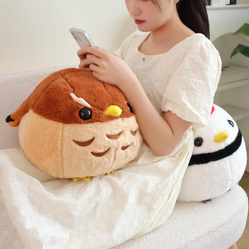30/40cm Lovely Round Eagle and Red-crowned Crane Plush Toys Cartoon Animal Bird Pillow Stuffed Dolls Sofa Sleeping Cushion Gift