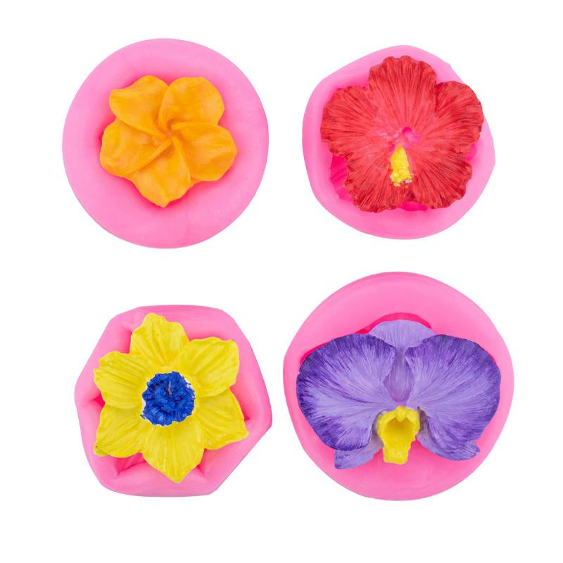 

WTEMPO Orchid Candle Silicone Molds Set Elegant Floral Petals Handmade Soap Molds Plaster Crafts Making Molds Party Gifts for Beginners & Lovers 4pcs розовый