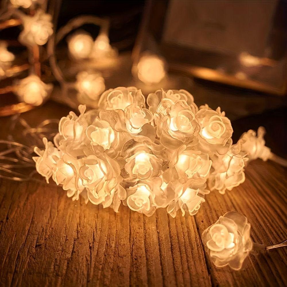 Simulated Rose Flower LED String Lights Creative Garland Light Valentine's Day