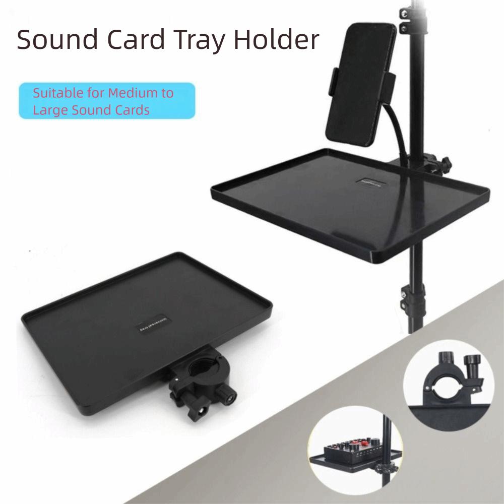 Universal Plastic Microphone Stand Tray Black Adjustable Clamp Phone Holder Tray Holder Live Streaming