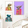 Koala Highland Cow Pauw Portrait Poster Gift Fun Fashion Alligator Deer Queen Rhino Print Animal Canvas Oil Painting Home Decor