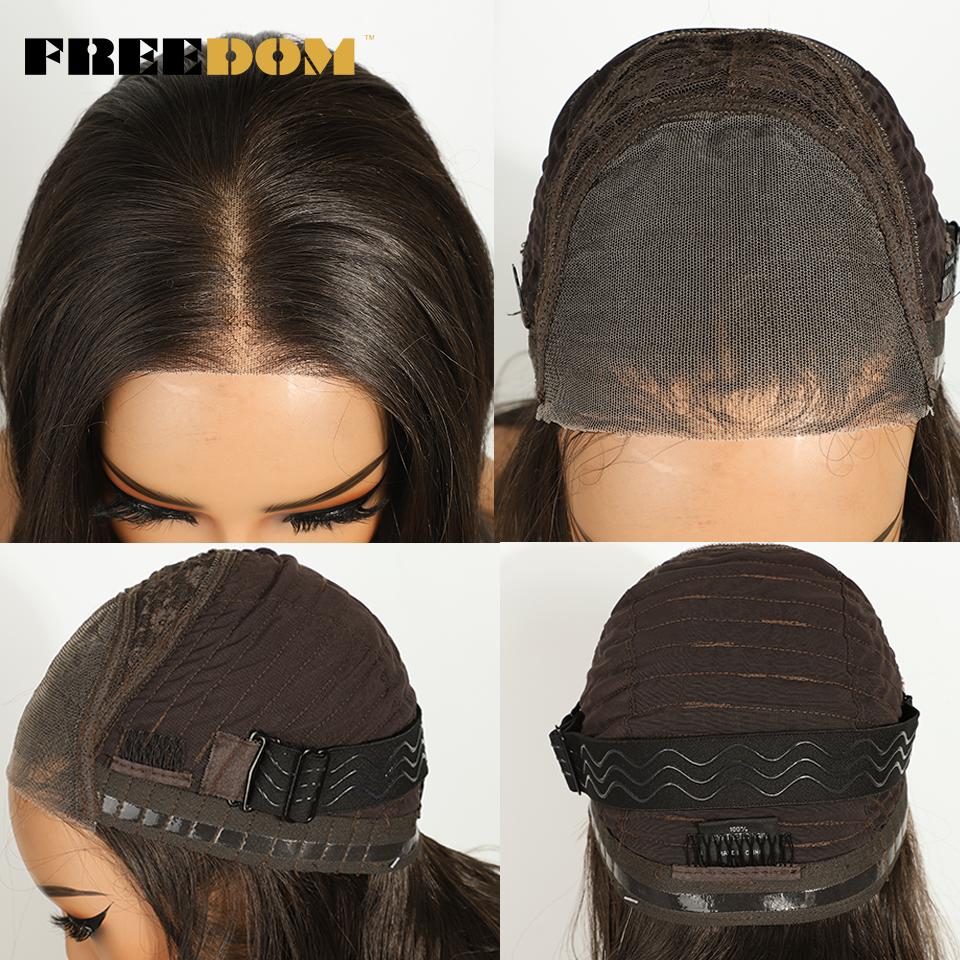 FREEDOM Synthetic Lace Front Wigs For Women 20 Inch Ombre Blonde Wavy Layered Wig 6X4 Pre Plucked Wear And Go Glueless Lace Wigs