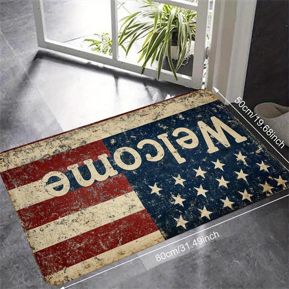 VIKAMA Vintage American Star Bar Welcome Mat Non-Slip Wear-Resistant Kitchen Bedroom Carpet Porch Mat Home Decoration