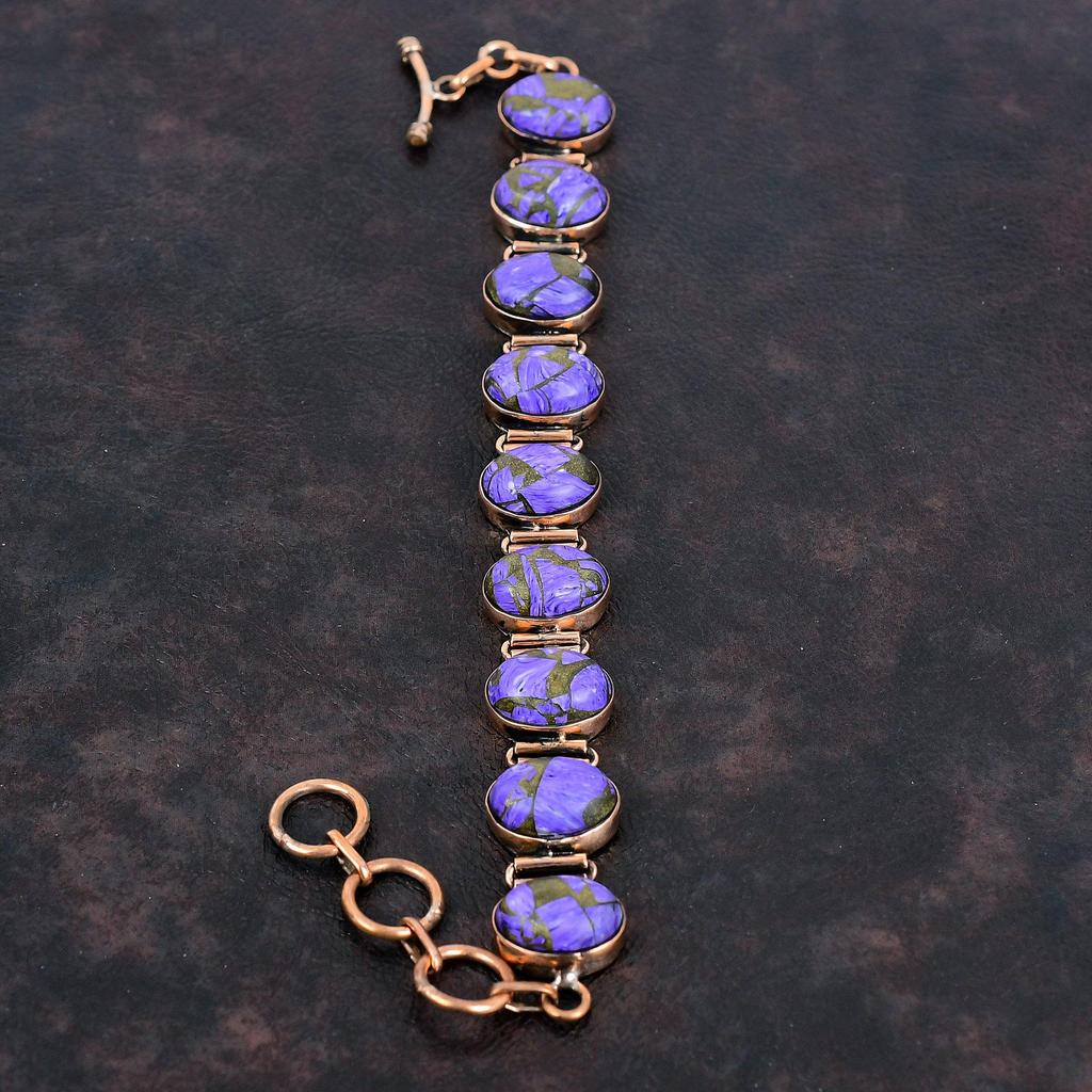 Copper Charoite Bracelet Copper Bracelet Adjustable Chain Bracelet Handmade Dainty Gemstone Bracelet Charoite Copper Jewelry Engagement Gift