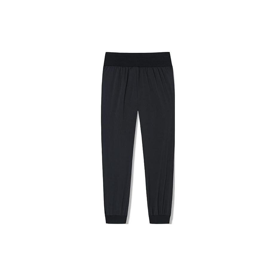 Anta Solid Color Logo Elastic Woven Cuff Pants Women Bottoms Black 162227504-3