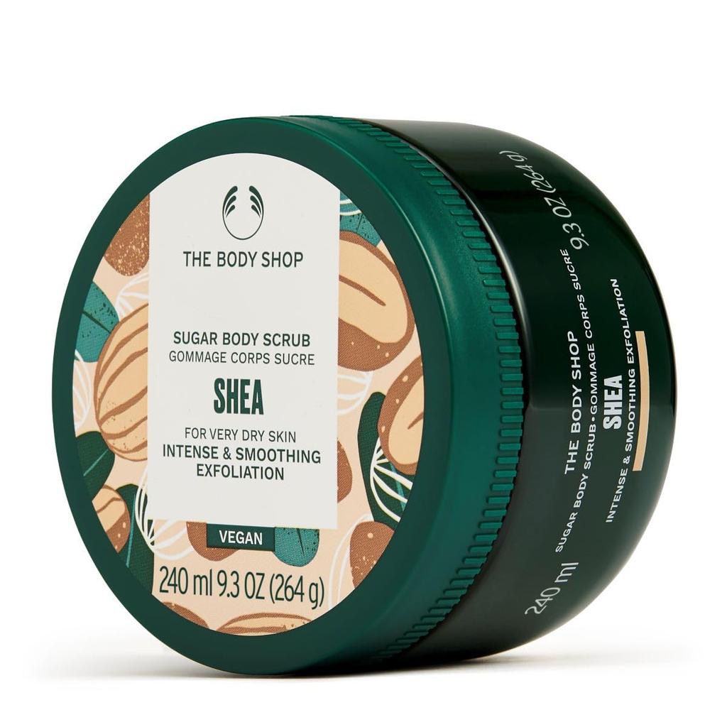 The Body Shop Exfoliant de corp cu shea 240ml – Exfoliant pentru piele pentru o piele moale, netedă și hidratată