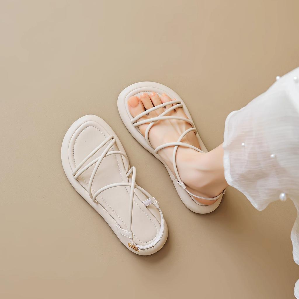Platform sandals female 2025 summer new fairy style casual soft-soled beach shoes with skirt flat Roman sandals