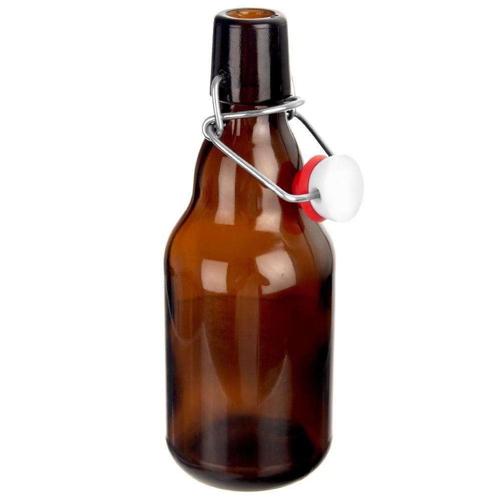 Butelka Szklana Brązowa z Klipsem na Oliwę Piwo Sok Syrop Nalewkę 340 ml