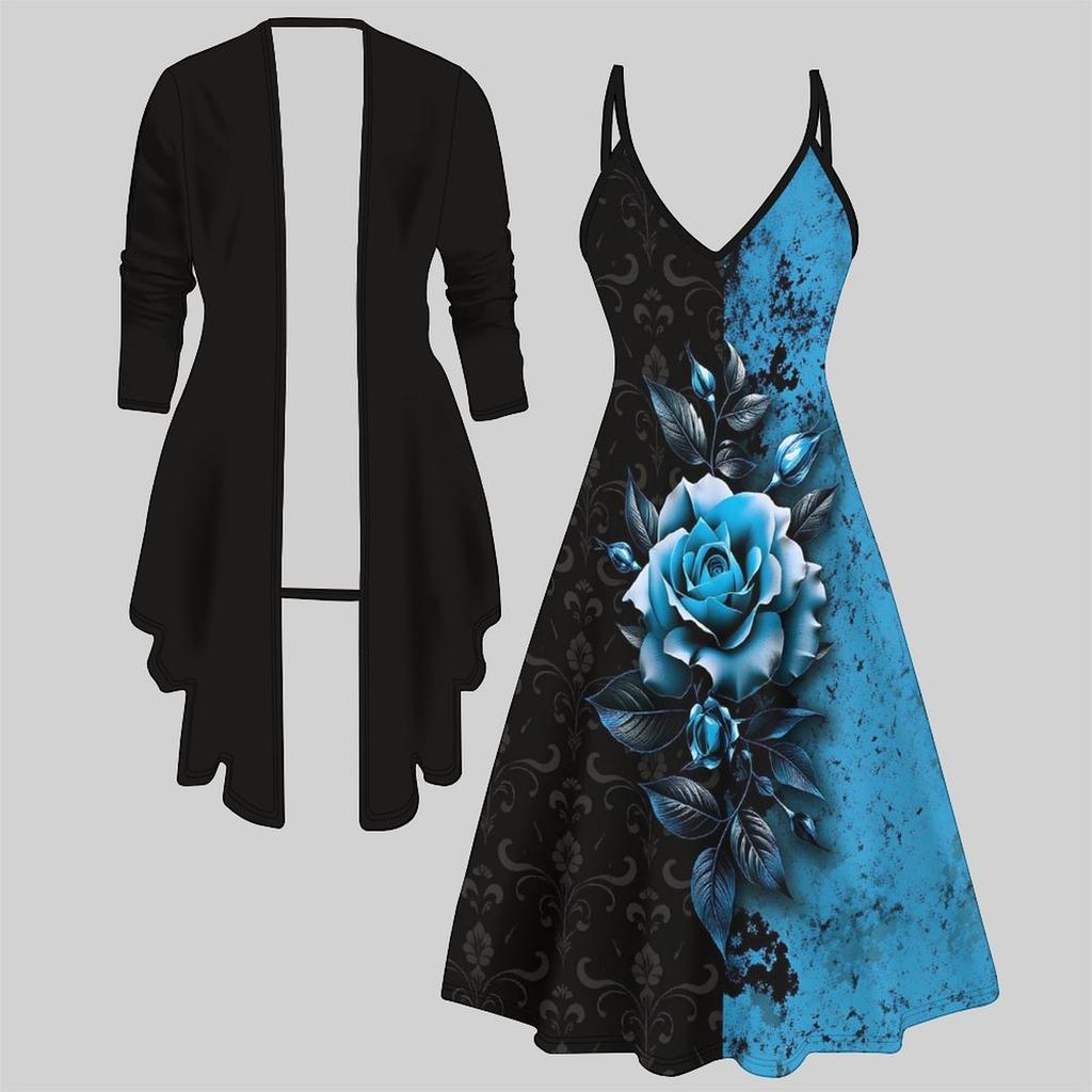 3D Printed Set Dress Coat , Single Color, Diverse Shapes Fashion Print,suitable for Various Scene Fashion Styles