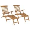 Day and Night - Day and Night Loungers with Footrest 2 Units Solid Teak Wood
