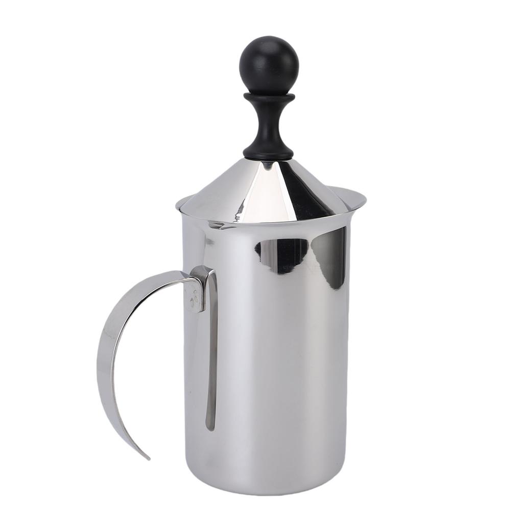 Manual Milk Frother 600ml Stainless Steel Hand Pump Milk Creamer Coffee Frothing Foam Maker Pitcher with Handle for