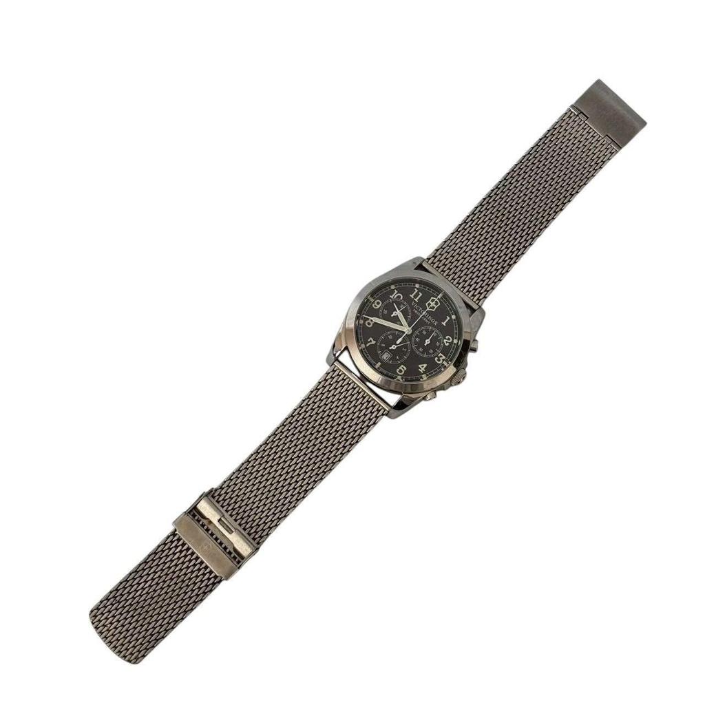 Used VICTORINOX SWISS ARMY Men's Watch Chronograph Stainless Steel Silver Sapphire Crystal 100m Water Resistant with Box 241589 Victorinox