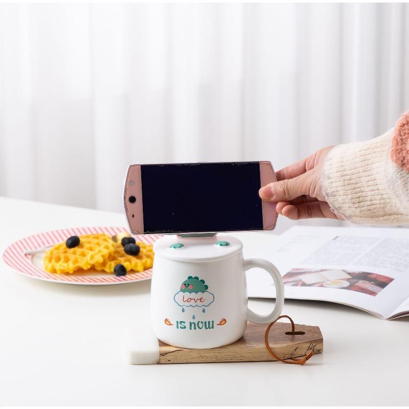 Creative Cartoon Dinosaur Mug with Lid Spoon Three Dimensional Cover Student Couple Office Home Ceramic Mug Souvenir