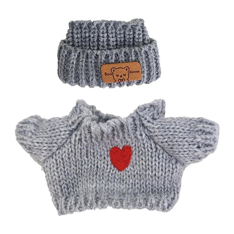 Ubranka dla mini lalek dla pluszowej lalki Labubu 17 cm, strój, akcesoria, miłość pary, czarno-biały sweter, 2-częściowy zestaw, czapki, torby