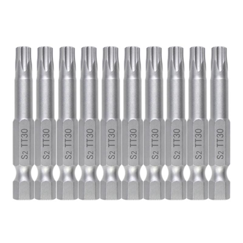 10Pcs 50mm Blossom Head Screwdriver Bit Set 1/4inch Hex Security Screwdriver Drill Magnetic Screwdriver Bit Tool