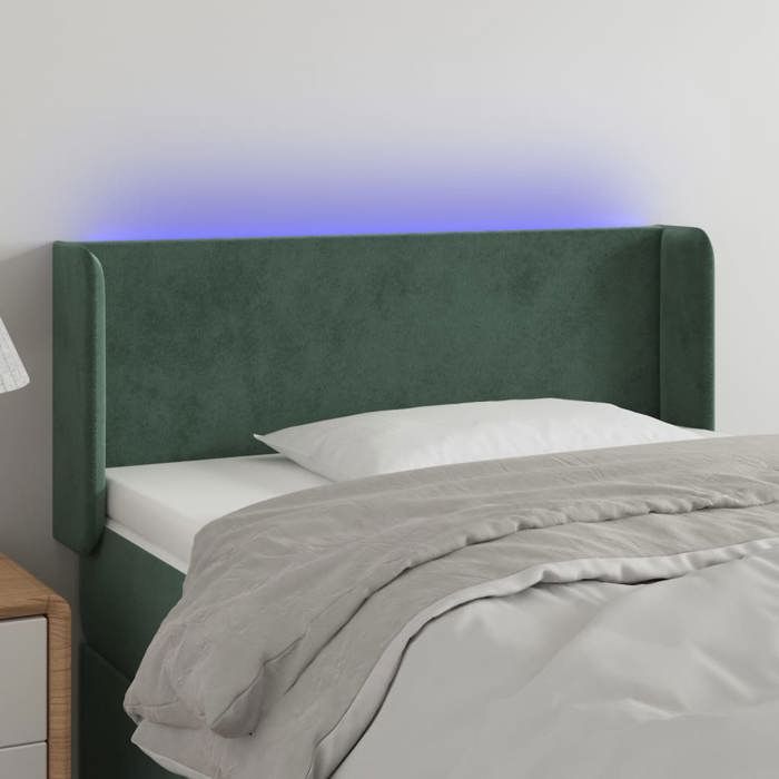 VidaXL Tête de Lit à LED Meuble de Chambre à Coucher Accessoire de Lit Simple Tête de Cadre de Lit Intérieur Vert Foncé 3122995