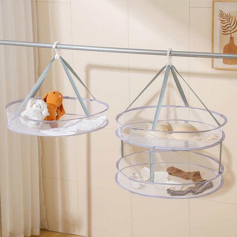 2 Layer Foldable Mesh Clothes Basket Anti Deformation Net for Sweater Fast Air Dry Use in Laundry Home