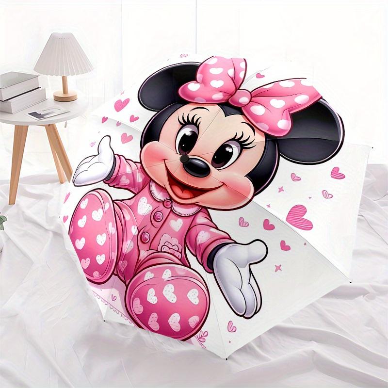 Disney Minnie Mouse Manual Opening and Closing Umbrella -8-Rib Reinforced Folding Design, Lightweight and Portable, Suitable for Daily Busin