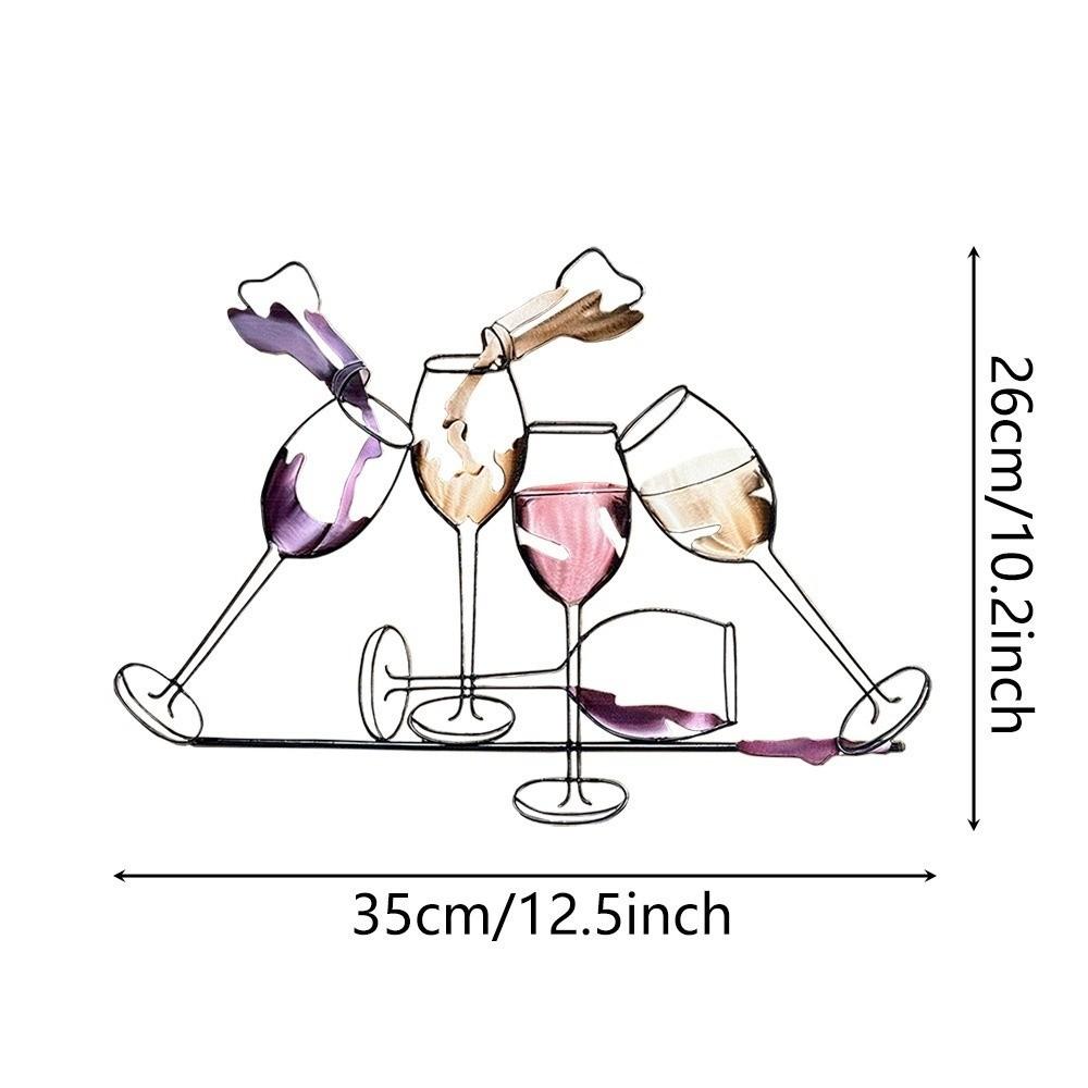 Iron Art Colorful Wine Glass Wall Art 2D Flat Wall Art Sculpture Wine Cup Wall Hanging Living Room