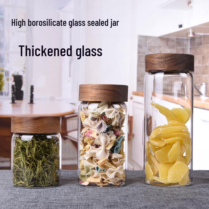 Thickened Transparent Threaded Glass Storage Jar