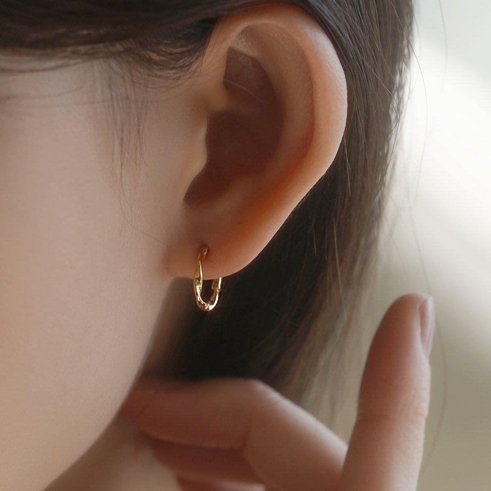 925 Silver Mariete One-Touch Ring Earrings W