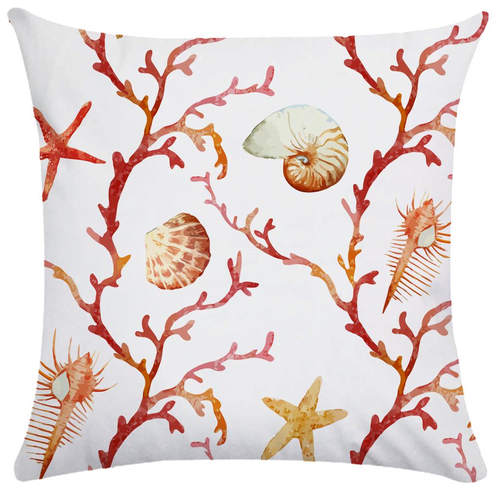 Ocean Starfish Shell Marine Life Print Pattern Cushion Cover Home Sofa Decoration Square Pillow Pillow Cover