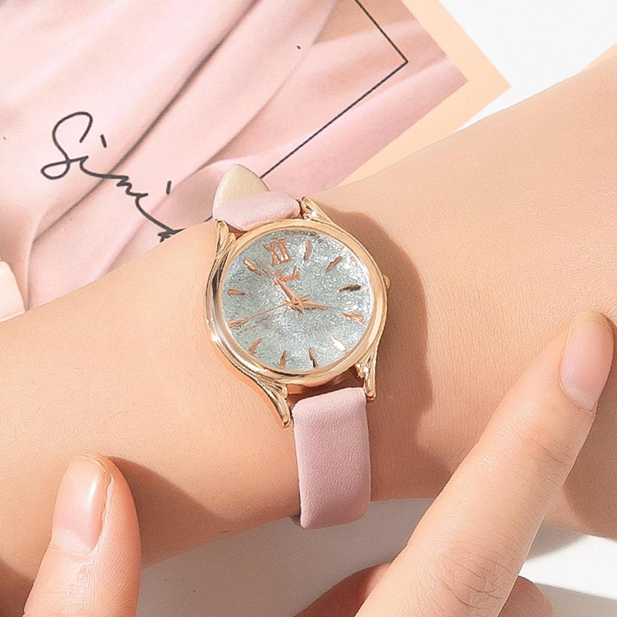 Simple Scale Women S Watch Academic Style Literary Women S Watch Fashion Trend Women S Casual Watch розовый