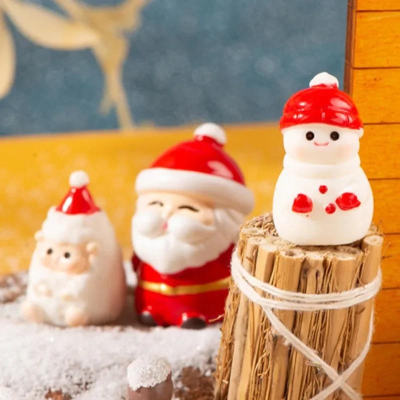 Christmas Figurines Dollhouse Ornament Home Decorations Fairy Garden Micro Landscape Deer Xmas Tree Santa Claus Snowman