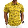 Men's Casual Polo Shirt Short Sleeve Button Down Collar Printed Pattern Lightweight Breathable Fabric Summer Top