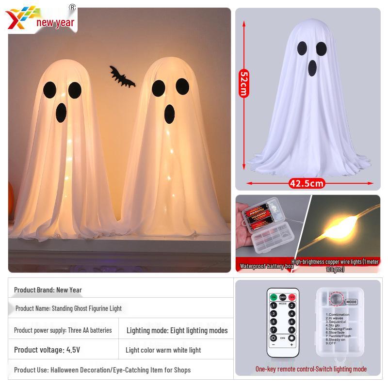 Luminous LED Ghost String Lights: Outdoor Halloween Decoration