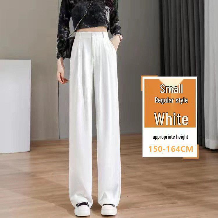 

2026 Spring/Summer Women s High Waist Floor-Length Slimming Suit Pants, Black Wide-Leg Style for Shorter Women M