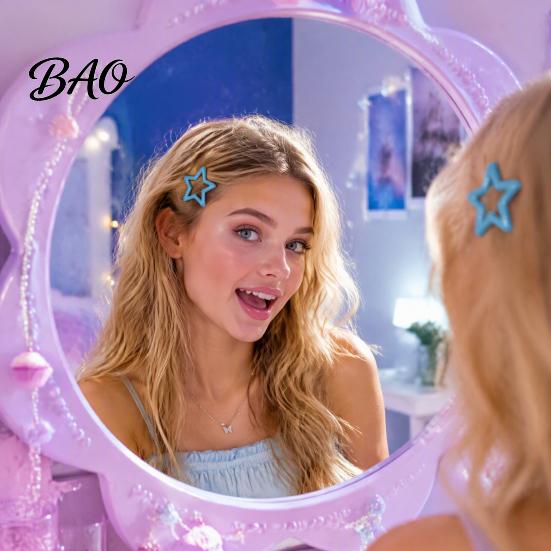 Decorative Hair Pins for Styling Cute Star Clips Women Girls, Glitter Metal Snap Barrettes Charming Accessories Gifts Bangs Braids And Hairstyles,