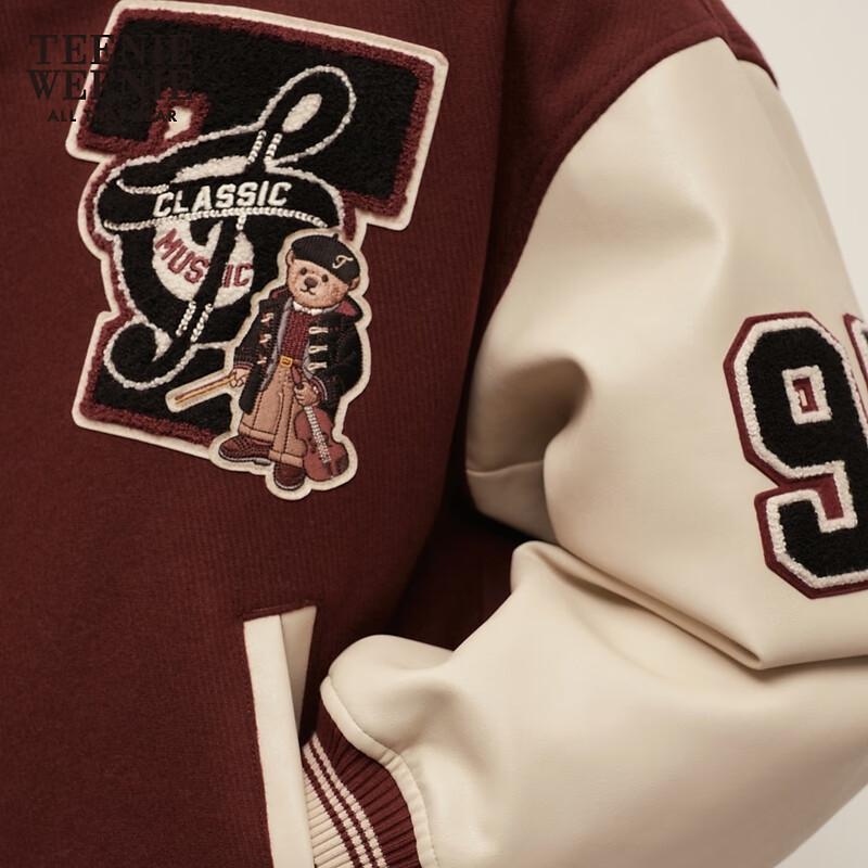Teenie Weenie Women's Winter Patchwork Color Block Baseball Jacket