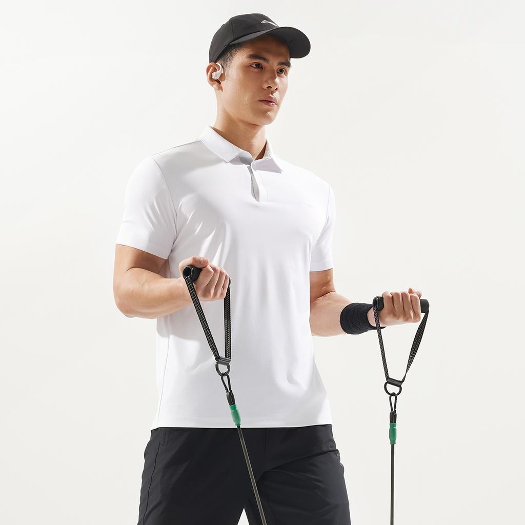 Li-Ning Semplice Tinta Unita Comodo Traspirante Versatile Casual Polo a Maniche Corte Uomo top Bianco APLV047-10