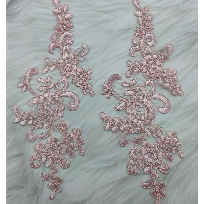 Lace Applique Sew on Patch Fabric 1Pair Embroidery Flower Exquisite Trim Patches Crafts Stickers Bag Gown Decoration Wholesale