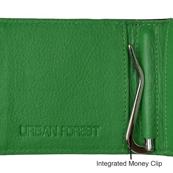 Eddy Czarny/Zielony Portfel Skórzany z Klipsem na Pieniądze dla Mężczyzn