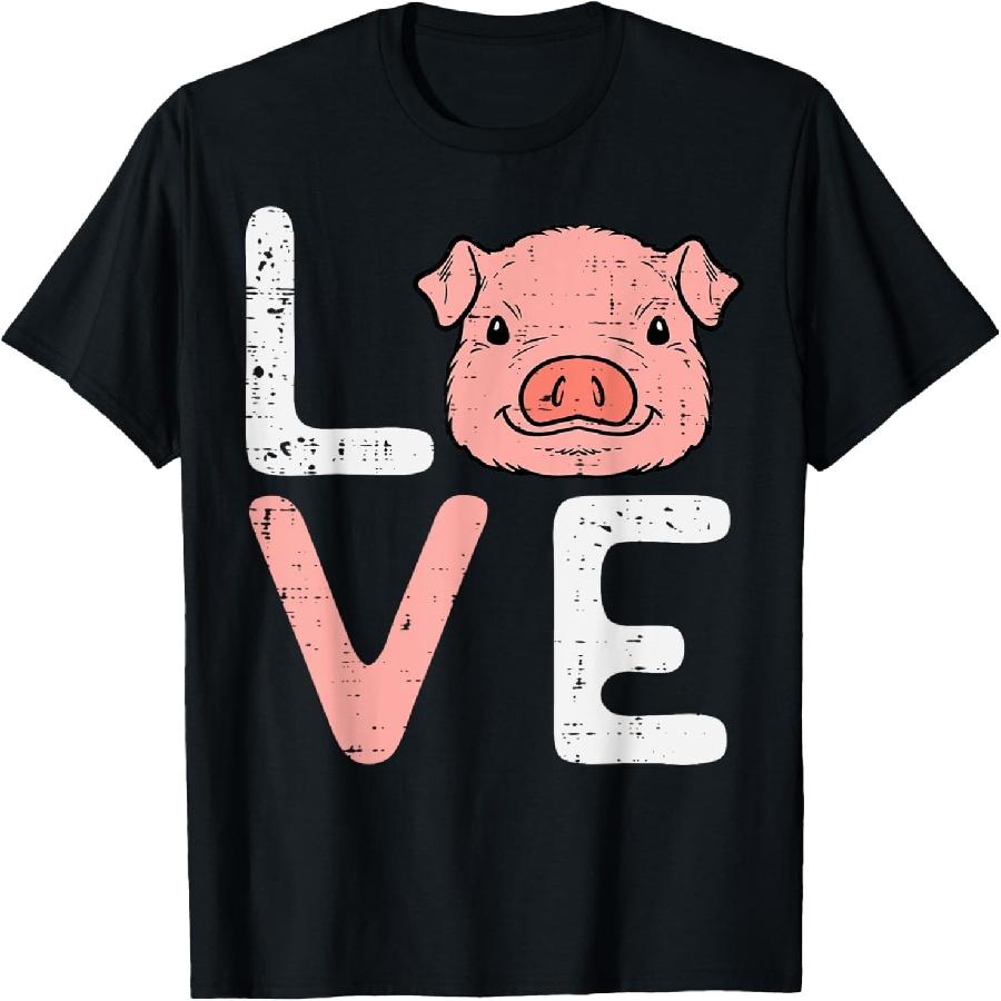 Love Pig Cute Hog Farmer Swine Farm Animal Women Kids Men T-Shirt S