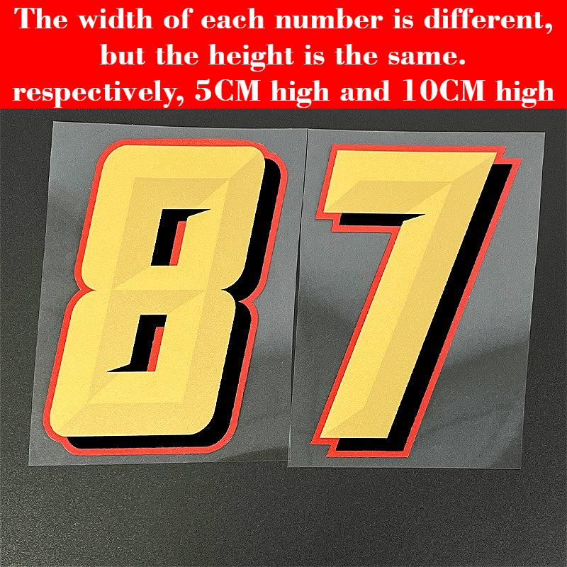 1pc Gold Number 0 To 9 Motorcycles Stickers Waterproof for Motorcycle Fairing Fuel Tank Helmet Car Window Universal Vinyl Decal