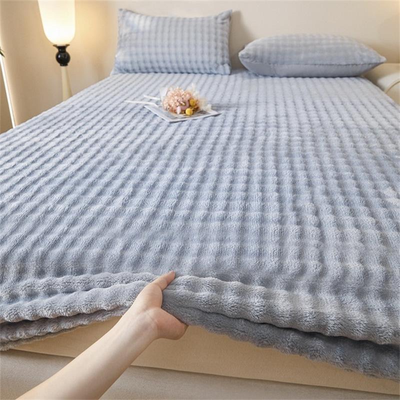 Thermal Velvet Bed Sheets Plush Fabric Mattress Cover For Winter Bed Cover Bed Bed Linen Set For Single Double King Queen Bed