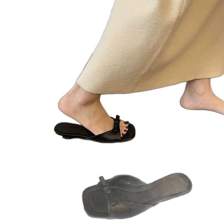 Fairy temperament slippers summer female summer wear new bow skirt wear word sandals