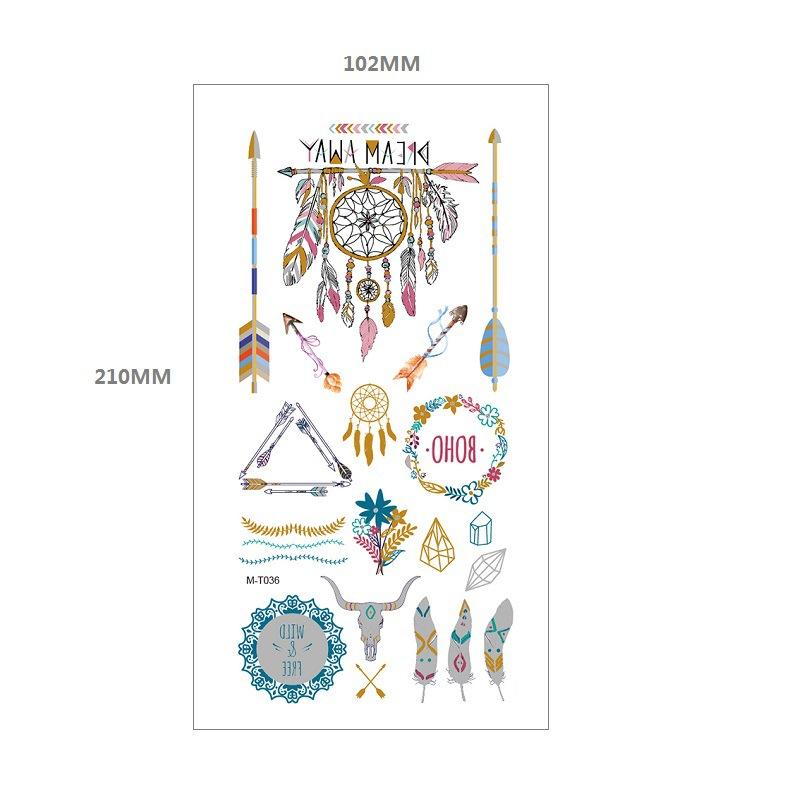 

Бронзовая наклейка для татуировки Water Transfer Mt Metal Водонепроницаемая наклейка для татуировки Party Party Amazon Wind Tattoo 102*210MM