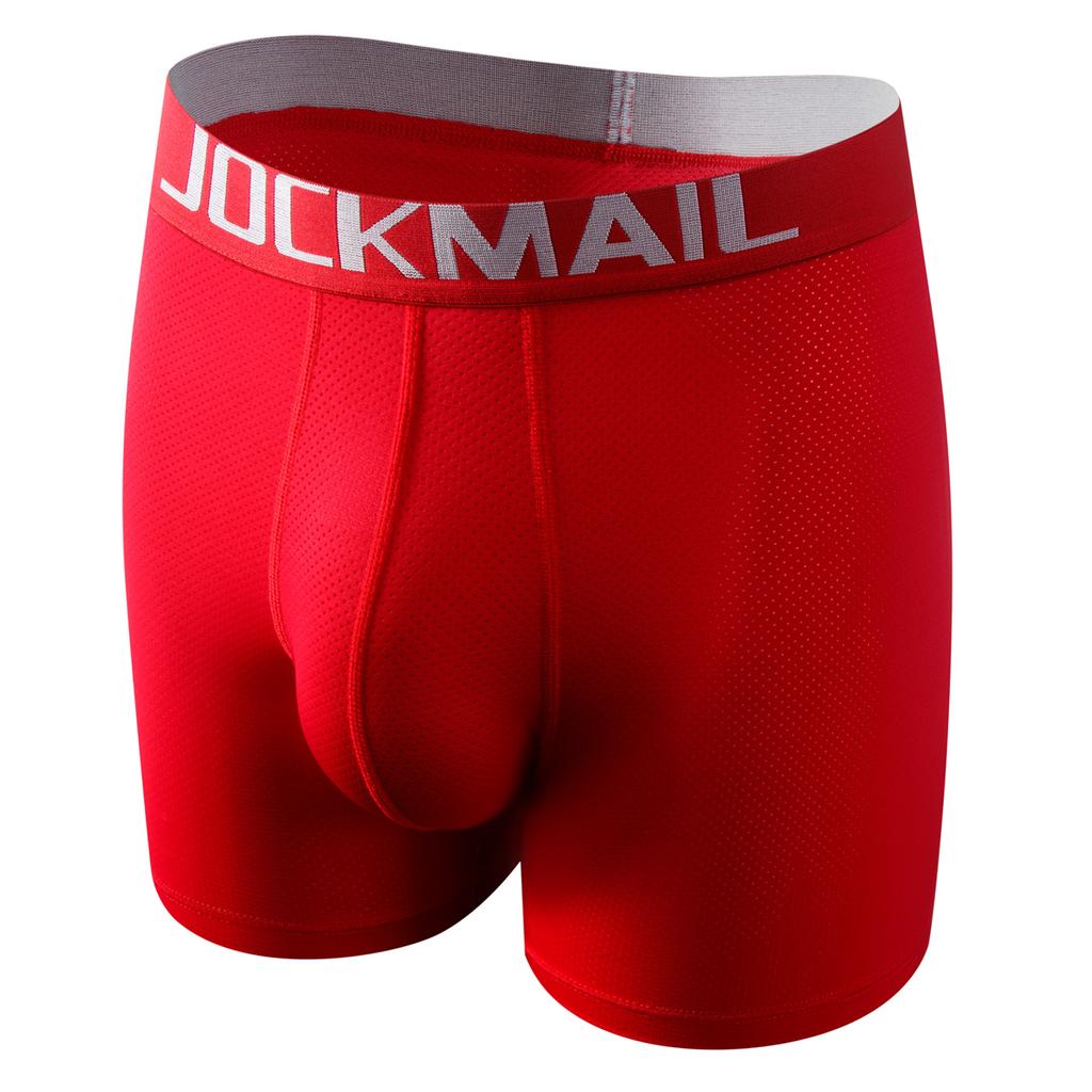 Boxer JOCKMAIL atmungsaktive Mesh-Unterhose mit langen, flachen Ecken, niedrige Taille, Sport-Hodensack für bequeme Boxershorts, tägliche Freizeit, bequeme Badehose