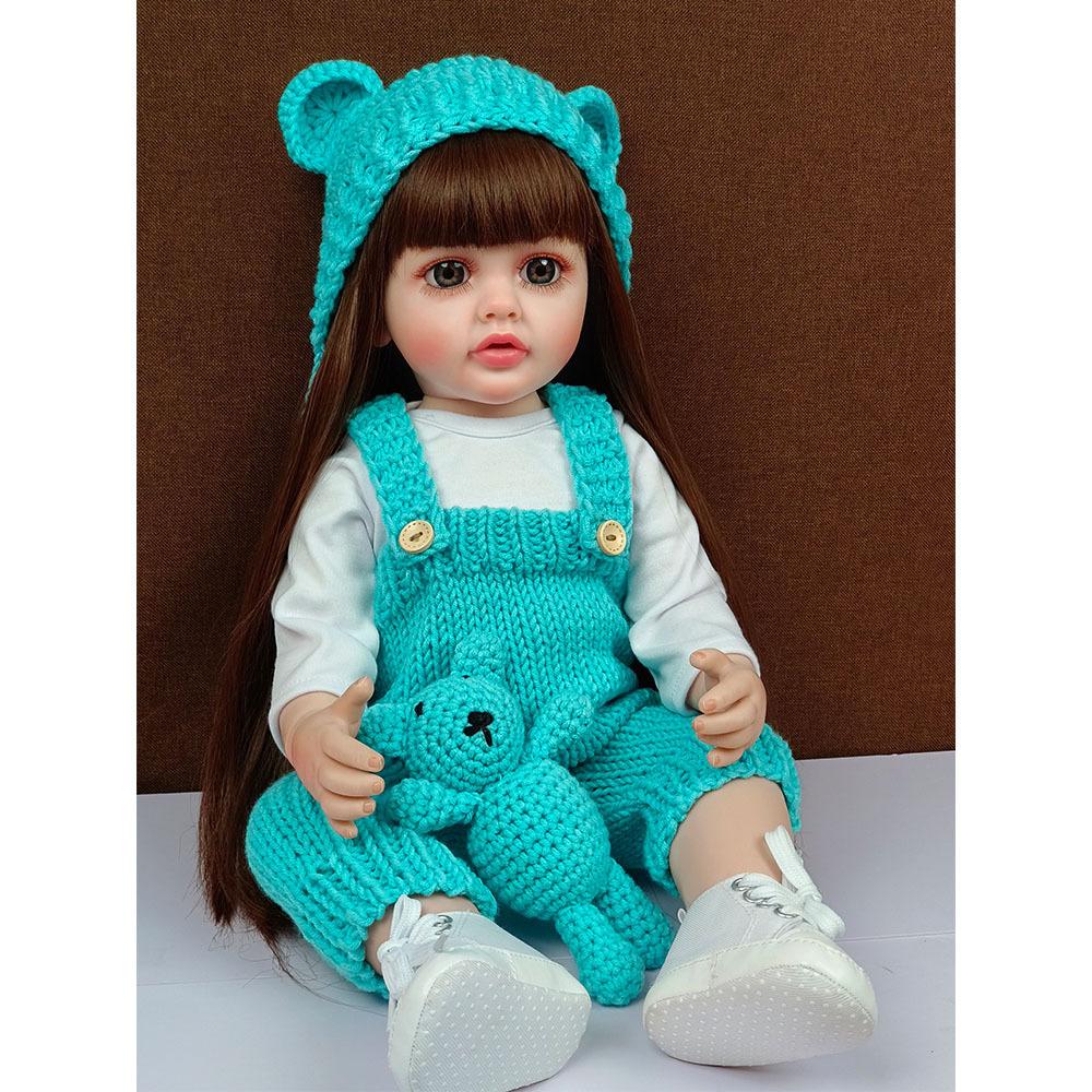 Rebirth Doll Simulation Baby Can Enter The Water Simulation Baby Accompanying Toy Full Glue Body 55 Cm Blooming Long Hair Girl