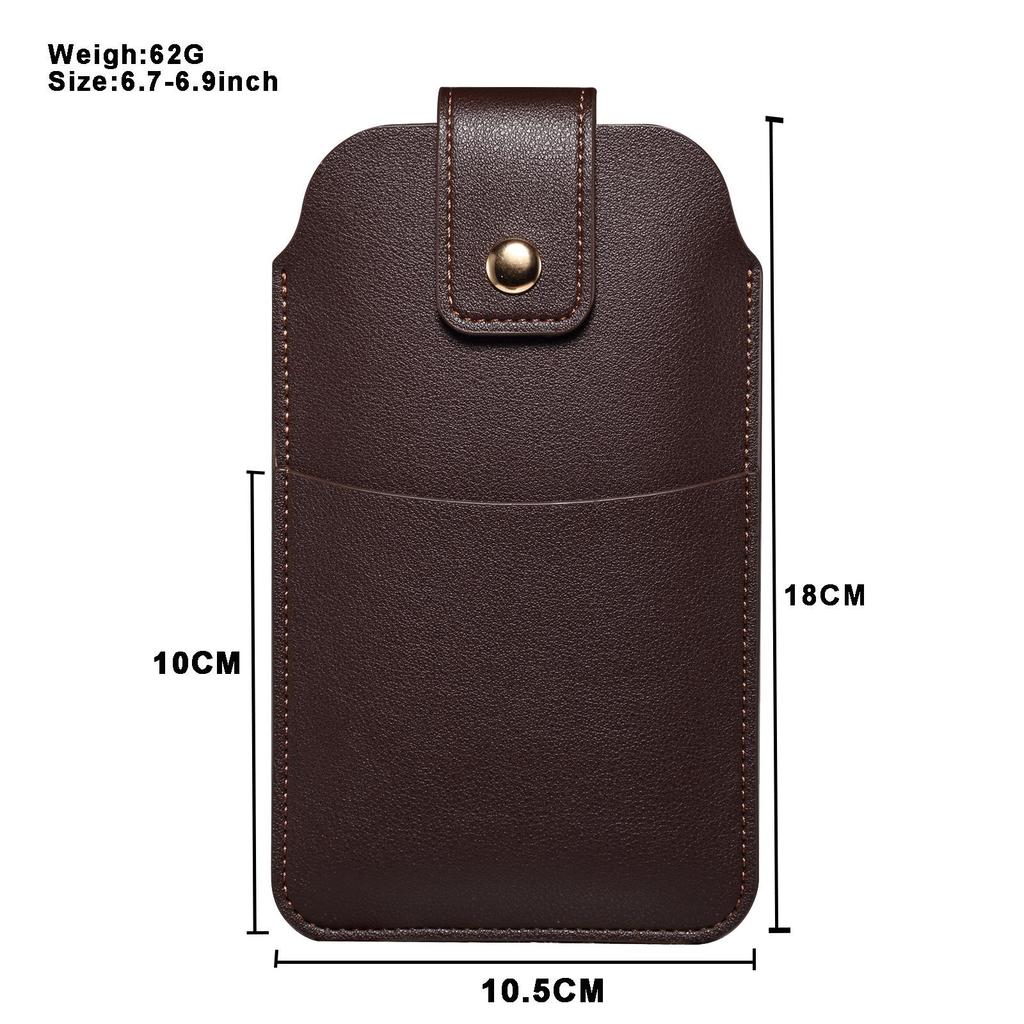 Slim Outdoor Leather Fanny Pack with Card Slots & Magnetic Buckle Phone Case