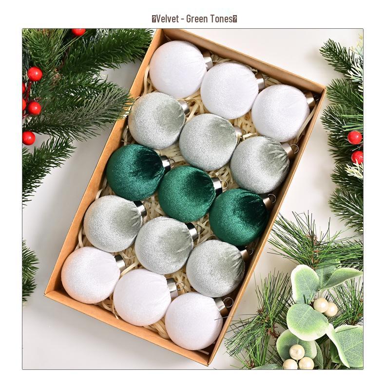 Velvet Christmas Ornament Set: Flocked Ball Decorations