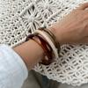 Fashion Style Smudged Marble Pattern Acrylic Bracelet, Retro Amber Resin Bracelet For Women
